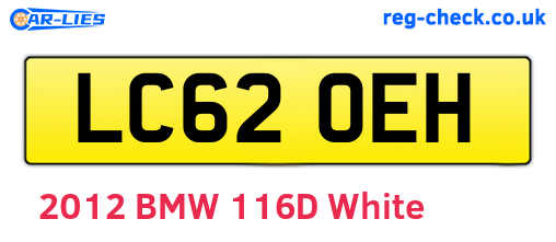 LC62OEH are the vehicle registration plates.