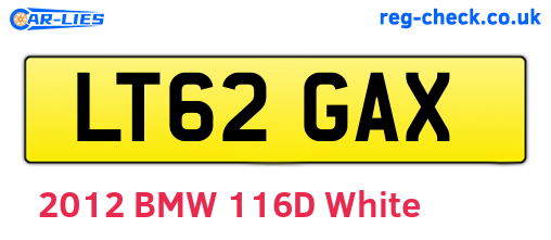 LT62GAX are the vehicle registration plates.