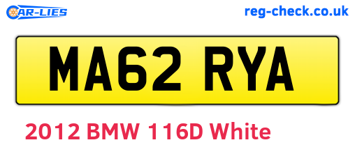 MA62RYA are the vehicle registration plates.
