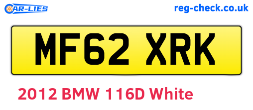 MF62XRK are the vehicle registration plates.