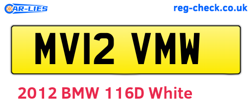 MV12VMW are the vehicle registration plates.
