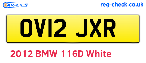 OV12JXR are the vehicle registration plates.