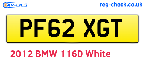PF62XGT are the vehicle registration plates.