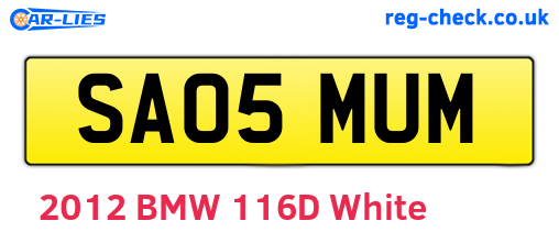SA05MUM are the vehicle registration plates.