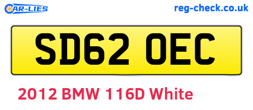 SD62OEC are the vehicle registration plates.