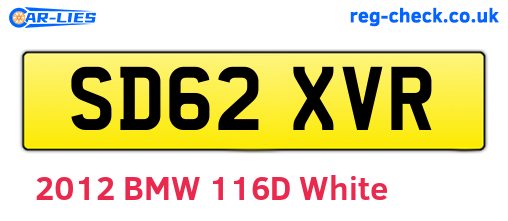 SD62XVR are the vehicle registration plates.