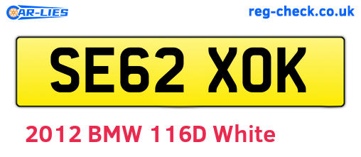 SE62XOK are the vehicle registration plates.