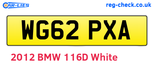 WG62PXA are the vehicle registration plates.