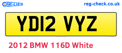 YD12VYZ are the vehicle registration plates.