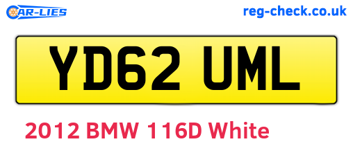 YD62UML are the vehicle registration plates.