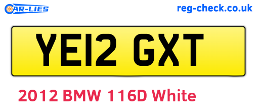YE12GXT are the vehicle registration plates.