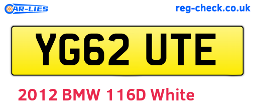 YG62UTE are the vehicle registration plates.