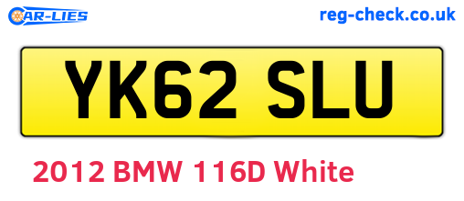 YK62SLU are the vehicle registration plates.