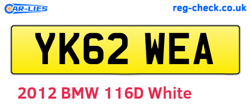 YK62WEA are the vehicle registration plates.