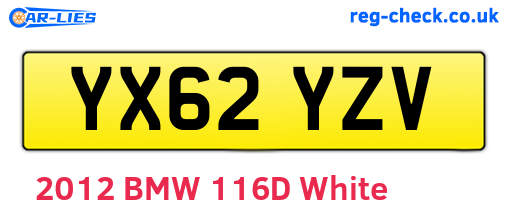 YX62YZV are the vehicle registration plates.