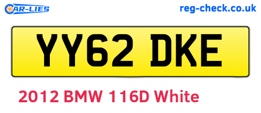YY62DKE are the vehicle registration plates.