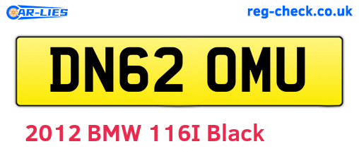 DN62OMU are the vehicle registration plates.