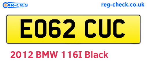 EO62CUC are the vehicle registration plates.