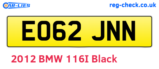 EO62JNN are the vehicle registration plates.