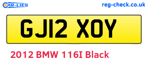 GJ12XOY are the vehicle registration plates.