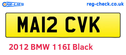 MA12CVK are the vehicle registration plates.