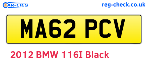 MA62PCV are the vehicle registration plates.