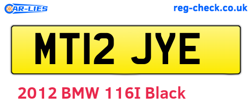MT12JYE are the vehicle registration plates.