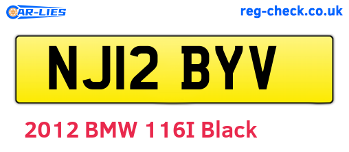 NJ12BYV are the vehicle registration plates.