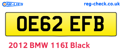 OE62EFB are the vehicle registration plates.