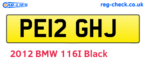 PE12GHJ are the vehicle registration plates.