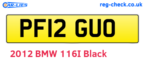 PF12GUO are the vehicle registration plates.