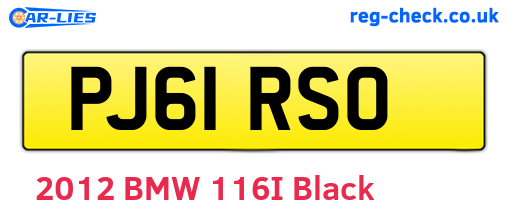 PJ61RSO are the vehicle registration plates.