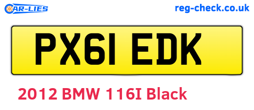 PX61EDK are the vehicle registration plates.