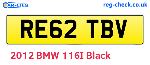 RE62TBV are the vehicle registration plates.