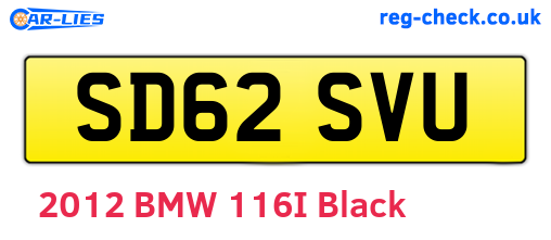 SD62SVU are the vehicle registration plates.