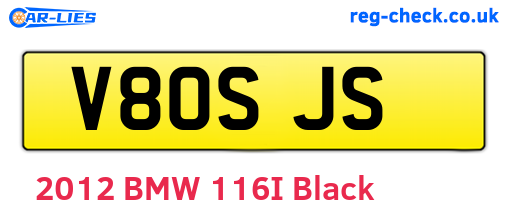 V80SJS are the vehicle registration plates.