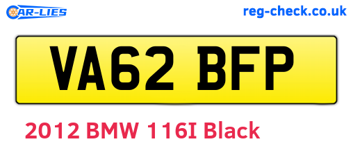 VA62BFP are the vehicle registration plates.