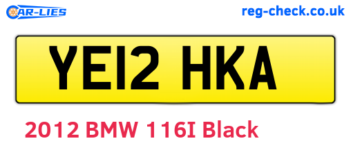 YE12HKA are the vehicle registration plates.