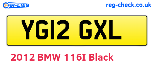 YG12GXL are the vehicle registration plates.
