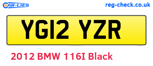 YG12YZR are the vehicle registration plates.