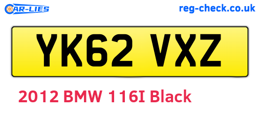 YK62VXZ are the vehicle registration plates.