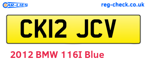 CK12JCV are the vehicle registration plates.
