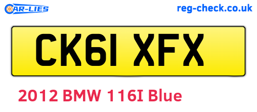 CK61XFX are the vehicle registration plates.