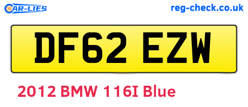 DF62EZW are the vehicle registration plates.
