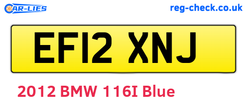 EF12XNJ are the vehicle registration plates.