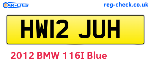 HW12JUH are the vehicle registration plates.