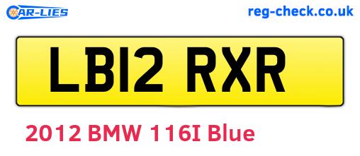 LB12RXR are the vehicle registration plates.