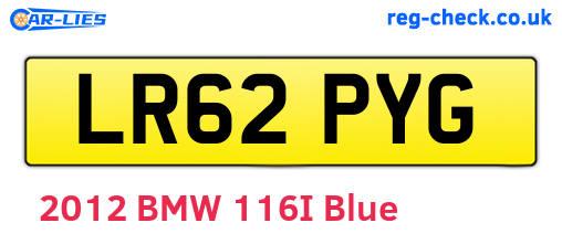 LR62PYG are the vehicle registration plates.