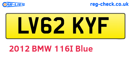 LV62KYF are the vehicle registration plates.