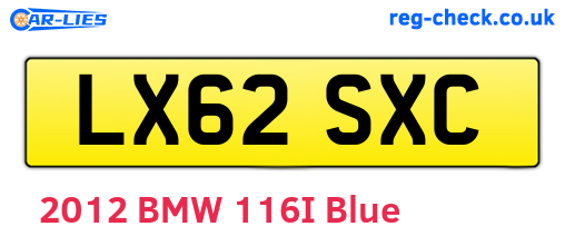 LX62SXC are the vehicle registration plates.